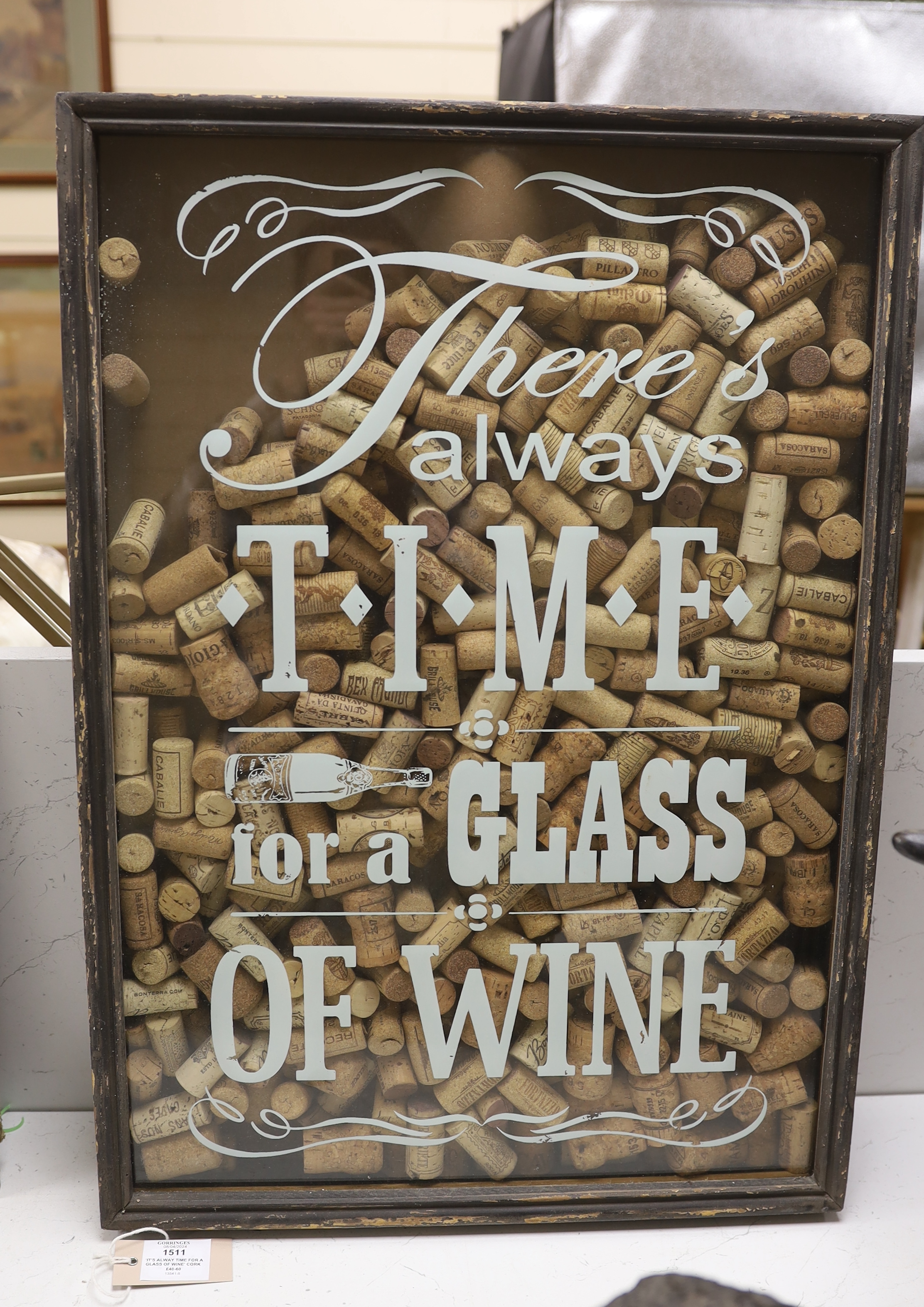 'It's alway time for a glass of wine' cork wall display